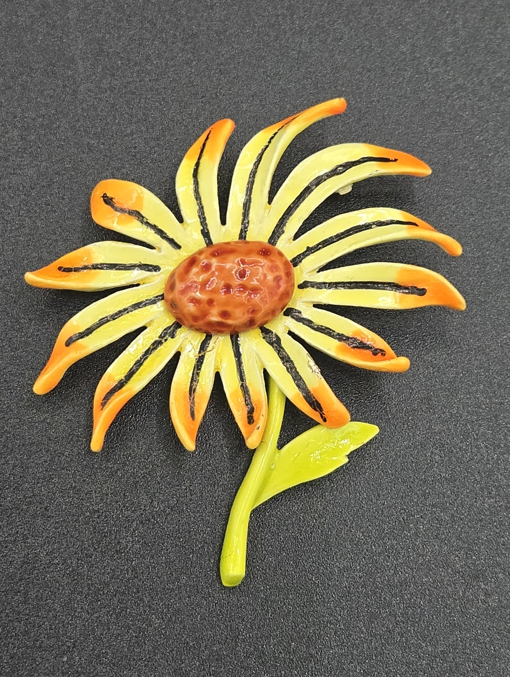 1970s Vintage Art Enamel Flower Brooch/ Pin